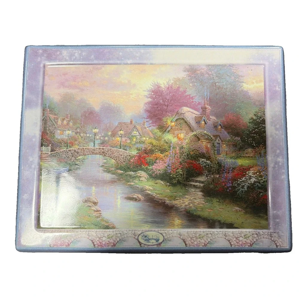 Thomas Kinkade Lamplight Bridge Plate Bridges of Life Bradford Exchange 1999